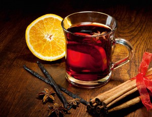 Hot wine for Christmas with delicious orange and spic