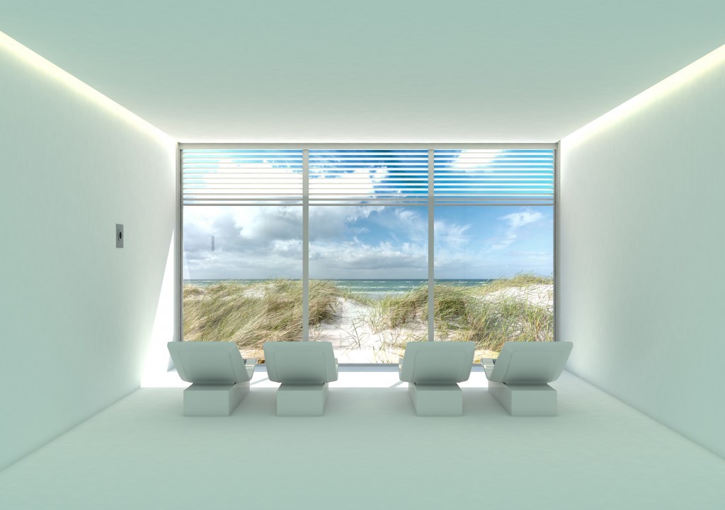 Raum der den Strand und das Meer imitiert.